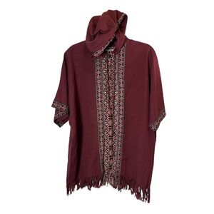 Earthbound Short Sleeve Hippie Surf Beach Poncho sz L